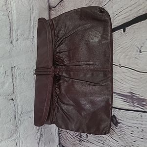 Dark Plum Vintage Leather Clutch